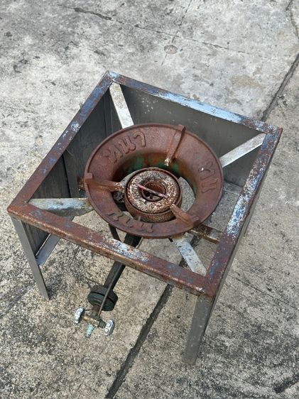 ขาตั้งเตาแก็สสแตนเลสสี่เหลี่ยมมีที่กันลม พร้อมตัวเตาแก็สKB5คุณภาพดี