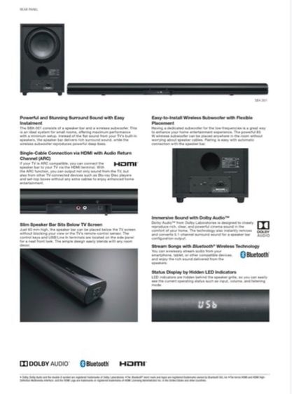 pioneer sbx 301 sound bar สภาพใหม่ใช้อาทิตย์เดียว เสียงเบสดีมาก รูปที่ 2