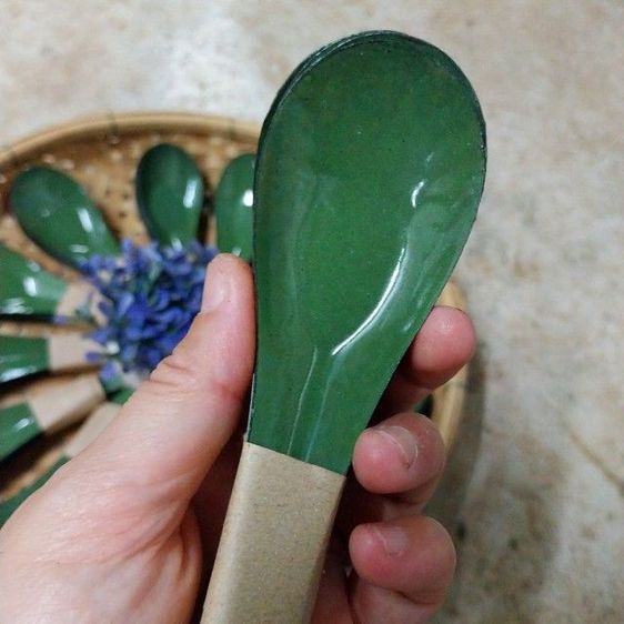 ช้อนสังกะสีเขียวโบราณ แบบบาง ไม่เป็นสนิม หายากแล้ว รูปที่ 2