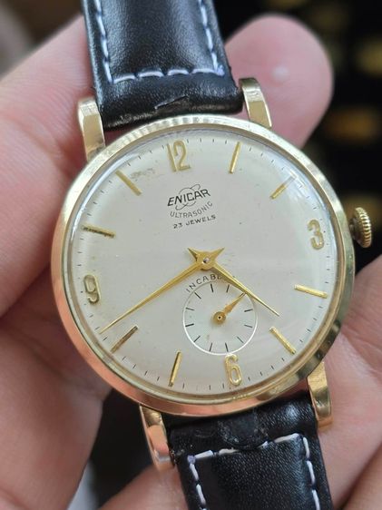 นาฬิกา ENICAR ULTRASONIG 9k Solid Gold 2เข็มครึ่ง ตัวเรืองทองคำแท้ 9k 