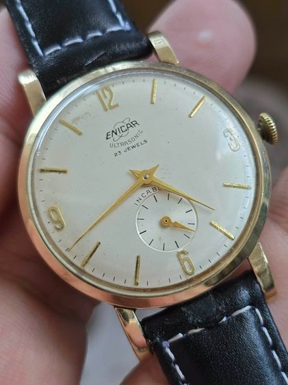 นาฬิกา ENICAR ULTRASONIG 9k Solid Gold 2เข็มครึ่ง ตัวเรืองทองคำแท้ 9k  รูปที่ 2