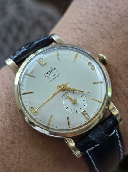 นาฬิกา ENICAR ULTRASONIG 9k Solid Gold 2เข็มครึ่ง ตัวเรืองทองคำแท้ 9k  รูปที่ 5