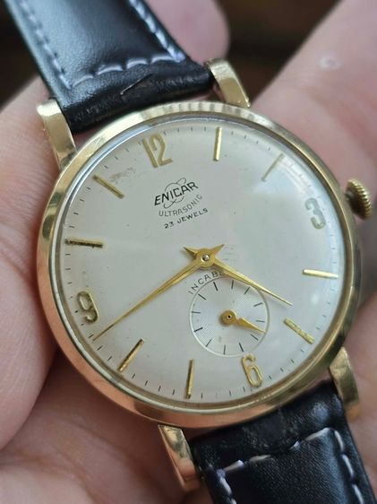นาฬิกา ENICAR ULTRASONIG 9k Solid Gold 2เข็มครึ่ง ตัวเรืองทองคำแท้ 9k  รูปที่ 4