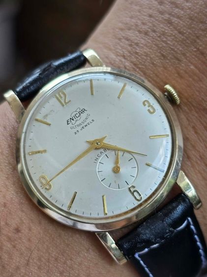 นาฬิกา ENICAR ULTRASONIG 9k Solid Gold 2เข็มครึ่ง ตัวเรืองทองคำแท้ 9k  รูปที่ 6