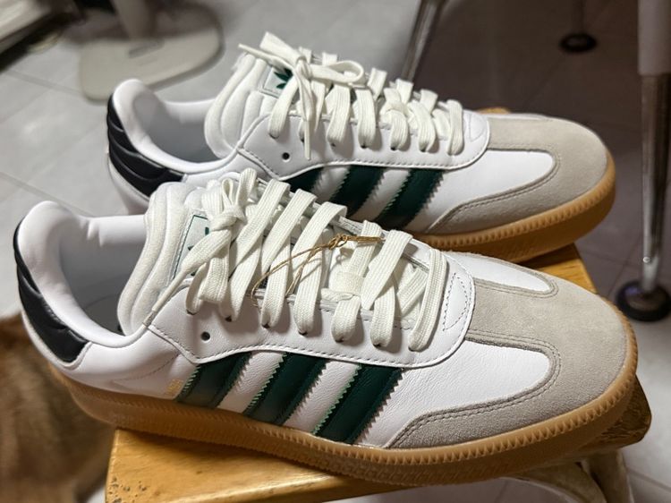 รองเท้า Adidas Samba พื้นหนา สีขาวเขียว