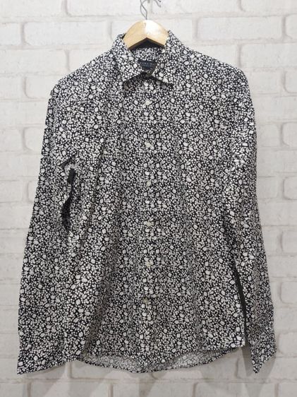 ZARA MAN เสื้อเชิ้ตแขนยาว ลายดอก สีดำ-ขาว อก 40" ยาว 29"
