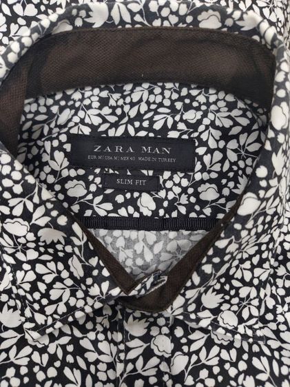 ZARA MAN เสื้อเชิ้ตแขนยาว ลายดอก สีดำ-ขาว อก 40" ยาว 29" รูปที่ 2