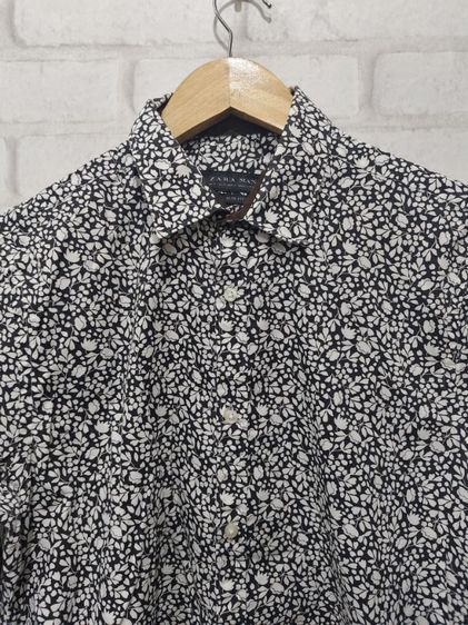ZARA MAN เสื้อเชิ้ตแขนยาว ลายดอก สีดำ-ขาว อก 40" ยาว 29" รูปที่ 3