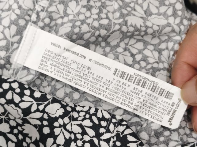 ZARA MAN เสื้อเชิ้ตแขนยาว ลายดอก สีดำ-ขาว อก 40" ยาว 29" รูปที่ 4