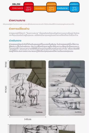 ถุงนอนหมี-แพนเดียนทิเบต ในตำนาน ราคาโปรถุงนอนคู่ 1990 ลดเหลือ 990 อุ่นที่ 15องศา กลางๆที่10 หนาวที่5องศา  รูปที่ 6