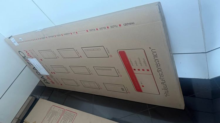 ประตู Parazzo สีครีมคาดดำ ขนาด 90x200 CM ไม่เจาะลูกบิด รูปที่ 2