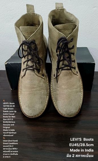 LEVI'S BOOTS, Men's 11.5US 45EU(28.5cm) Genuine and Original ของแท้ มือ 2 สภาพเยี่ยม, รองเท้า LEVI'S หนังแท้สวย พื้นเต็ม ตำหนิเล็กน้อย รูปที่ 5