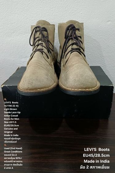 LEVI'S BOOTS, Men's 11.5US 45EU(28.5cm) Genuine and Original ของแท้ มือ 2 สภาพเยี่ยม, รองเท้า LEVI'S หนังแท้สวย พื้นเต็ม ตำหนิเล็กน้อย รูปที่ 4
