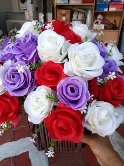 ดอกกุหลาบพร้อมกระถาง ประดิษฐ์เกรดพรีเมี่ยม รูปที่ 5