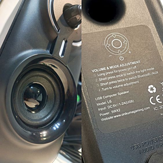ลำโพงคอม 10W Onikuma L6 Multimedia Speaker มีไฟ LED เชื่อมต่อบลูทูธและ AUX 3.5 รูปที่ 4