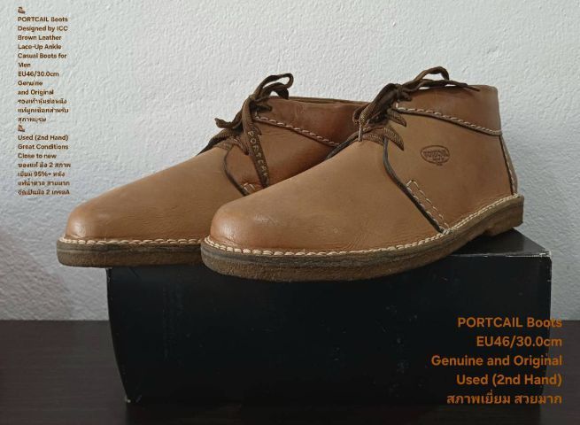 PORTCAIL BOOTS, Men's 46EU(30.0cm) Genuine and Original ของแท้ มือ 2 สภาพใกล้เคียงของใหม่, รองเท้า PORTCAIL หนังแท้ พื้นเต็ม มีตำหนิเล็กน้อย รูปที่ 5