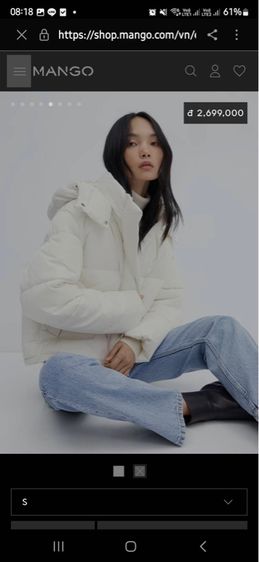 ใหม่ เสื้อแจ็ตเก็ตกันหนาว MNG แท้ สีขาว  รูปที่ 3