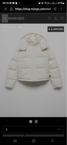ใหม่ เสื้อแจ็ตเก็ตกันหนาว MNG แท้ สีขาว  รูปที่ 15