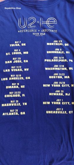 เสื้อวง U2 T Shirt Tour2018s' รูปที่ 6