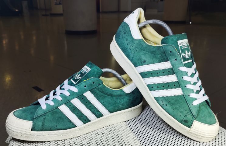 รองเท้า💥 adidas หนังกลับ สีเขียว💥ของแท้‼️รุ่นพิเศษ💥สวยๆ เดิมๆ สภาพดีไซร์ 45.5