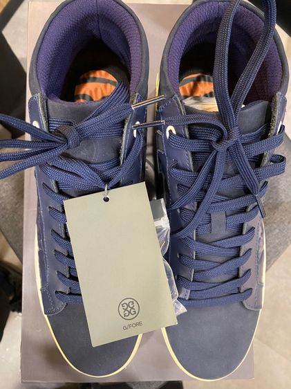 GFore Men 13 Debossed Quarter G Twilight Blue Leather Street Chukka Sneakers รูปที่ 7