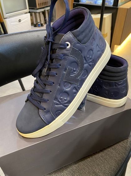 GFore Men 13 Debossed Quarter G Twilight Blue Leather Street Chukka Sneakers