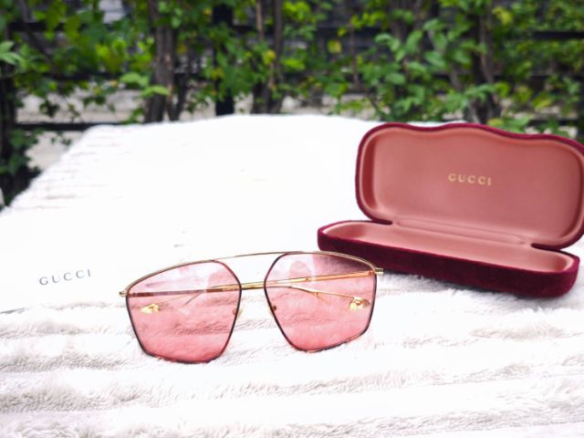 แว่นตากันแดด แว่นกันแดด Gucci GG0437SA ของแท้ เลนส์สีชมพูแดง 