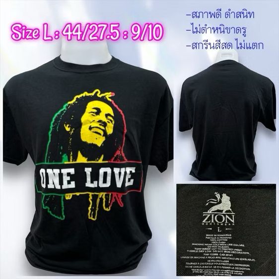 ดำ EU 44 แขนสั้น เสื้อทีเชิ้ต อื่นๆ เสื้อวงดนตรี ลาย Bob marley สกรีนสวย มือสอง สภาพดี ของแท้