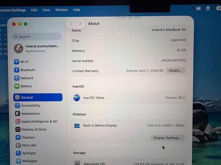 MacBook Air M4 ram 16 gb  256 gb sky blue  รูปที่ 7