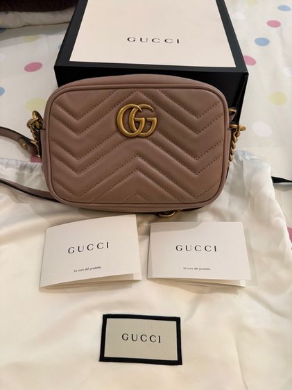 หญิง ชมพู หนังแท้ Gucci GG Marmont Mini Camera Bag