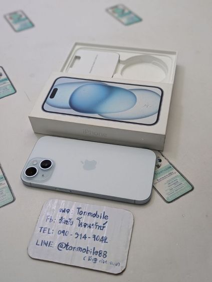 128 GB ขาย เทิร์น iPhone 15 128 Blue ศูนย์ไทย สภาพใหม่เอี่ยม อุปกรณ์ครบยกกล่อง ขาดสายชาร์จ สุขภาพแบต 88 เพียง 15,990 บาท ครับ 