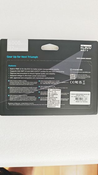 แรม ram klevv bolt v 32 gb สีขาว ddr5 บัส6000 cl28 รูปที่ 2