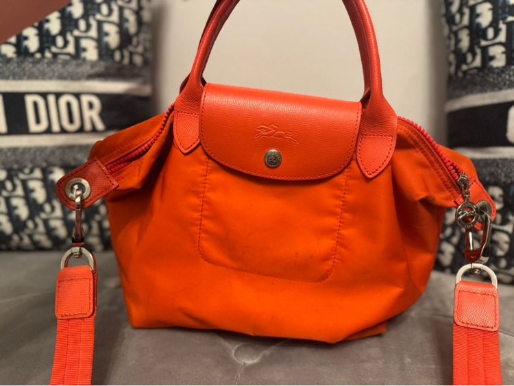 หญิง ไนล่อน Longchamp Long Champ Neo Nylon สีส้ม มือ 2 ของแท้
