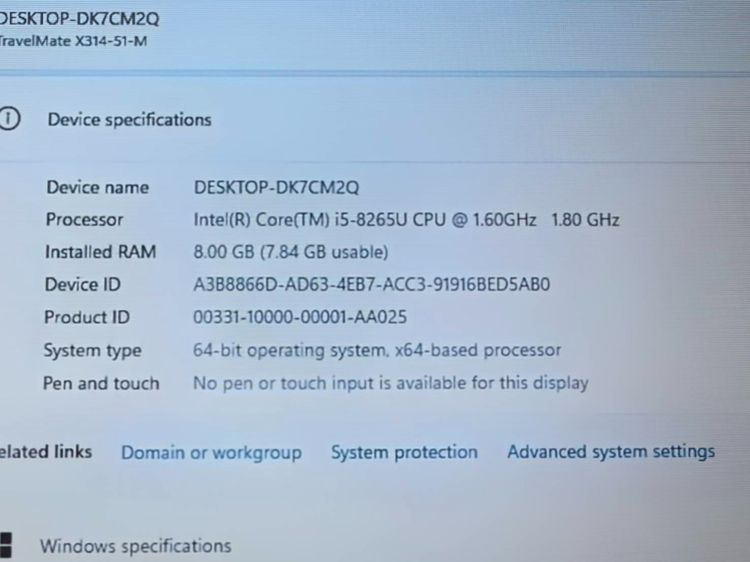 Acer TravelMate X314-51 Core i5 8265u 1.6 RAM 4 GB SSD M.2 256 GB จอ 14 นิ้ว คี้ย์บอร์ดมีไฟ รูปที่ 13
