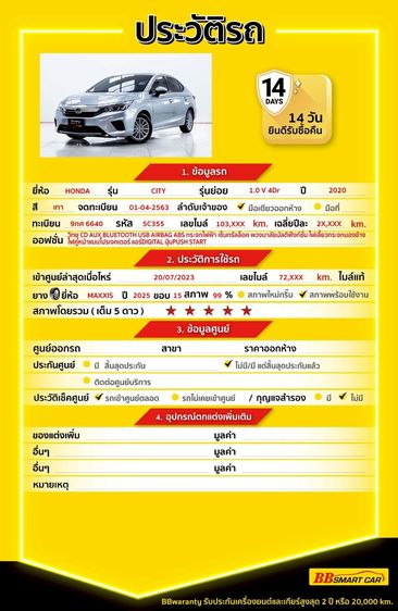 Honda City 2020 1.0 V Sedan เบนซิน ไม่ติดแก๊ส เกียร์อัตโนมัติ เทา รูปที่ 2