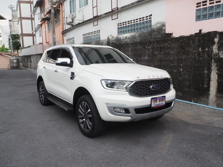 Ford Everest 2021 2.0 Titanium Plus 4WD Utility-car ดีเซล ไม่ติดแก๊ส เกียร์อัตโนมัติ ขาว