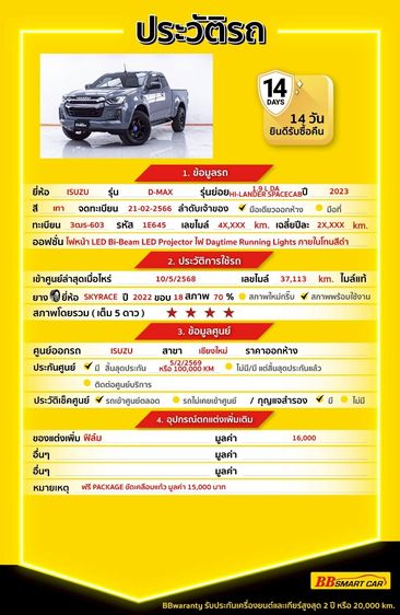 Isuzu D-MAX 2023 1.9 Hi-Lander L Pickup ดีเซล ไม่ติดแก๊ส เกียร์อัตโนมัติ เทา รูปที่ 2