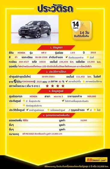 Honda HR-V 2015 1.8 E Utility-car เบนซิน ไม่ติดแก๊ส เกียร์อัตโนมัติ เทา รูปที่ 2