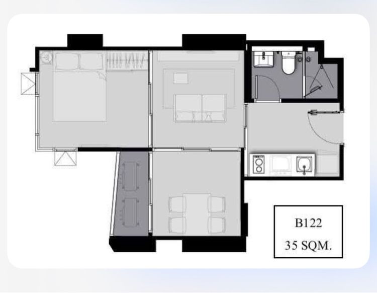 มีบางส่วน AP (Thailand) 2021 life ladprao valley type 1 bed 35 sqm รูปที่ 3