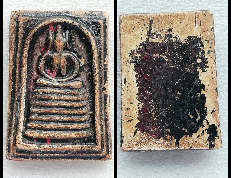 สมเด็จวัดไชโย พิมพ์ไสยาสน์ หลังรางลูกคิด หลังลายเครือเถาวัลย์ รูปที่ 3