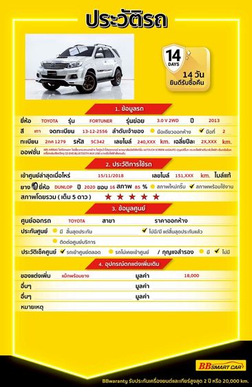 Toyota Fortuner 2013 3.0 V Utility-car ดีเซล ไม่ติดแก๊ส เกียร์อัตโนมัติ เทา รูปที่ 2