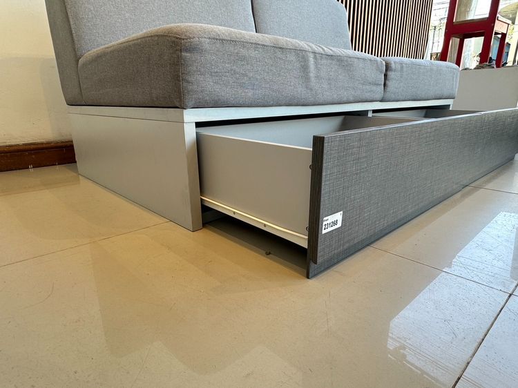โซฟา 2 ที่นั่ง มี 2 ลิ้นชัก เบาะผ้าสีเทา โครงไม้ MDF สีเทาอ่อน รูปที่ 13
