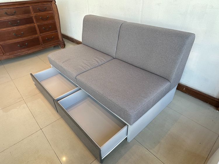 โซฟา 2 ที่นั่ง มี 2 ลิ้นชัก เบาะผ้าสีเทา โครงไม้ MDF สีเทาอ่อน รูปที่ 11