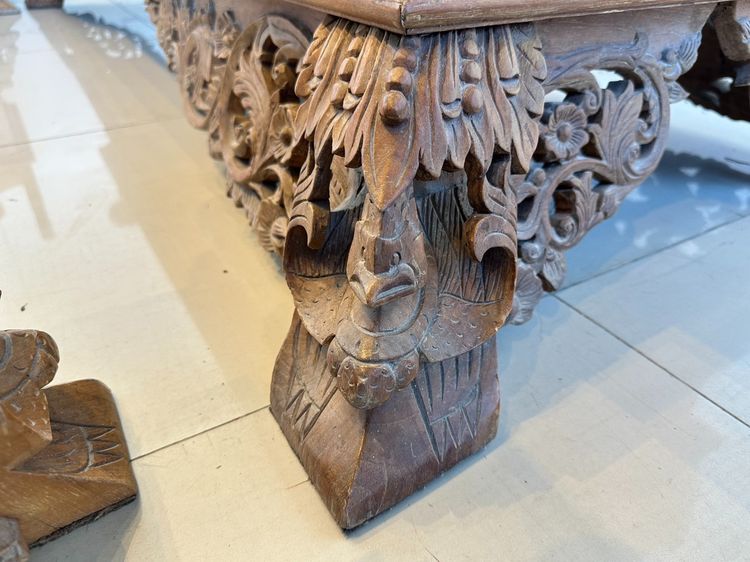 ชุดรับแขกไม้สัก ฉลุลายและงานแกะสลัก สีน้ำตาล รูปที่ 8