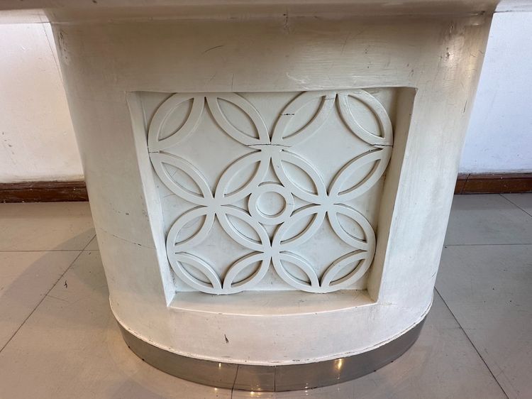 โต๊ะทานอาหาร ท็อปหินอ่อนทรงวงรี ฐานติดแผ่นสแตนเลส  รูปที่ 9