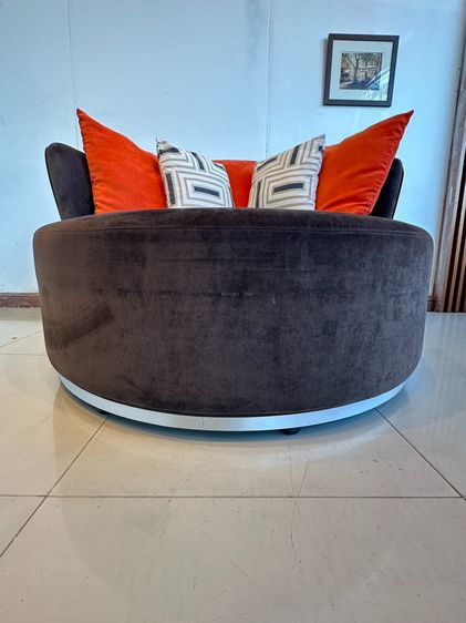 โซฟาทรงกลม ฐานหมุนได้ เบาะผ้ากำมะหยี่สีน้ำตาลเข้ม พร้อมหมอนอิง  รูปที่ 8