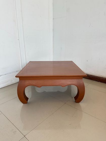 อื่นๆ น้ำตาล โต๊ะกลาง สไตล์วินเทจ ท็อปขอบไม้สักกลางไม้ MDF ขาคู้