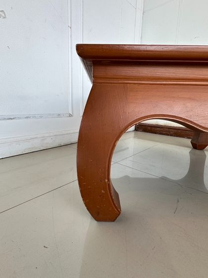 โต๊ะกลาง สไตล์วินเทจ ท็อปขอบไม้สักกลางไม้ MDF ขาคู้ รูปที่ 7