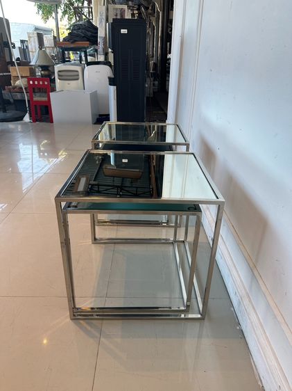 โต๊ะข้าง ท็อปกระจกสี่เหลี่ยม ขาเหล็ก รูปที่ 4