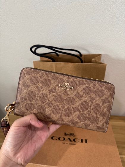 หญิง น้ำตาล Coach Long zip Around wallet